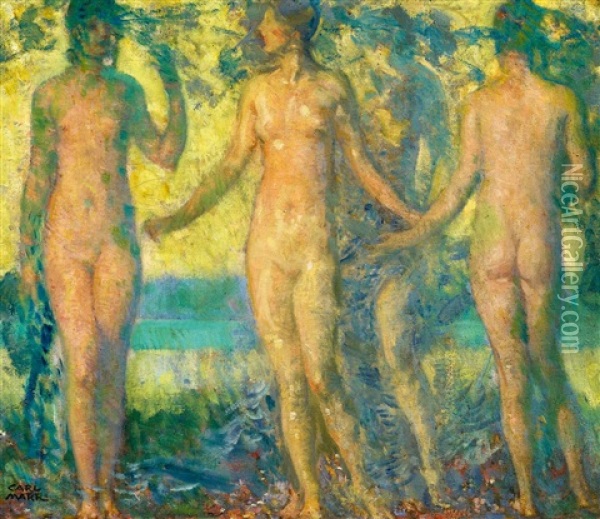 Die Drei Grazien Oil Painting - Carl von Marr