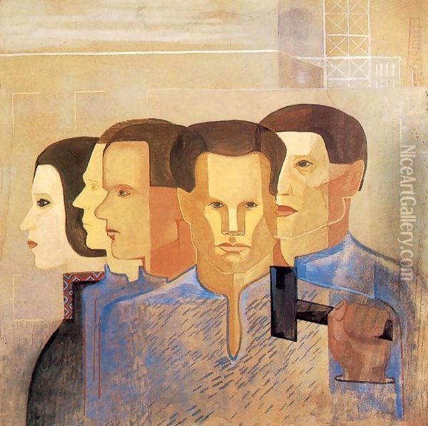 Crowd 1931 Oil Painting - Imre Nagy