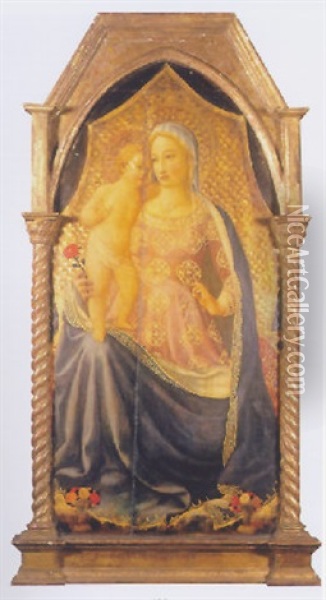 The Madonna And Child Enthroned Oil Painting - Zanobi Di Benedetto Strozzi