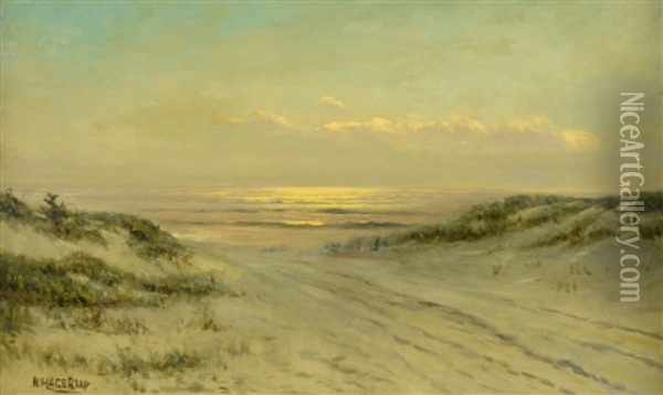 Seascape With Dunes Oil Painting - Nels Hagerup