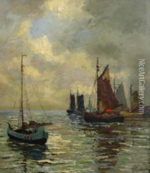 Quay Oil Painting - Carl Wilhelm Mosblech