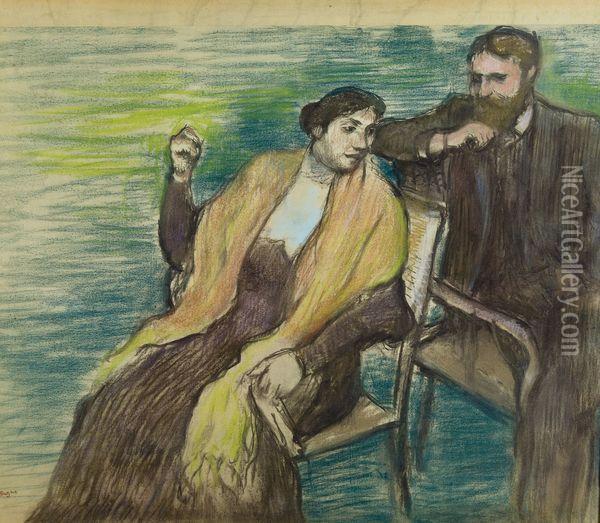 Esquisse Pour Un Portrait De Monsieur Et Madame Louis Rouart Oil Painting - Edgar Degas