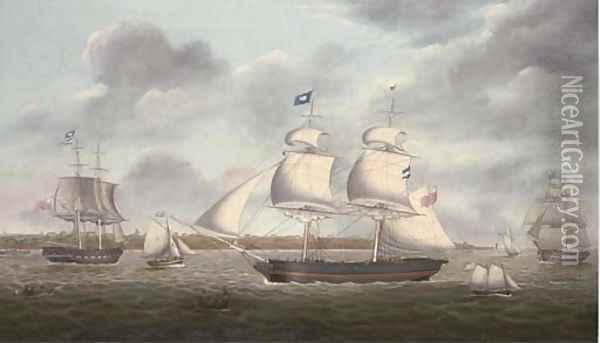 The brigs Mariote and Margaret in the Mersey off the Wirral Oil Painting - Miles Walters