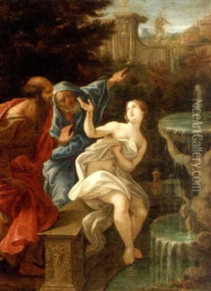 Susanna And The Elders Oil Painting - Giovanni Battista Gaulli