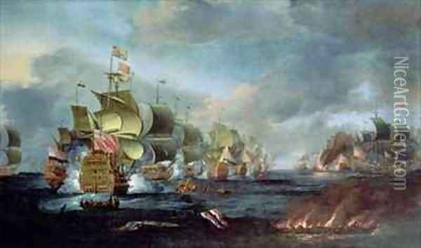 The Battle of Lowestoft Oil Painting - Adriaen Van Diest