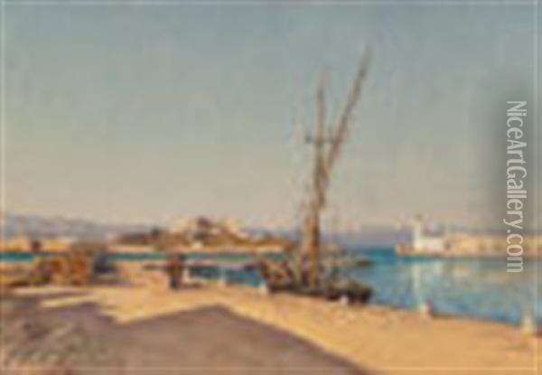 European Harbor Oil Painting - Leon Joubert