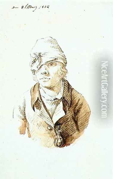 Self-Portrait with Cap and Sighting Eye-Shield Oil Painting - Caspar David Friedrich