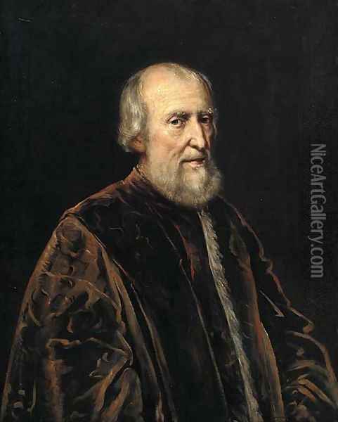 Portrait of an elderly gentleman Oil Painting - Jacopo Tintoretto (Robusti)