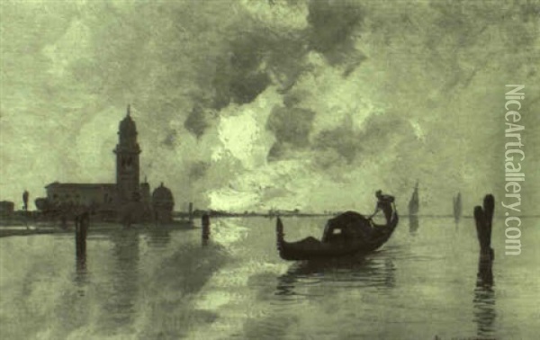 Ansicht Von Venedig Mit San Giorgio Maggiore Oil Painting - Natale Gavagnin