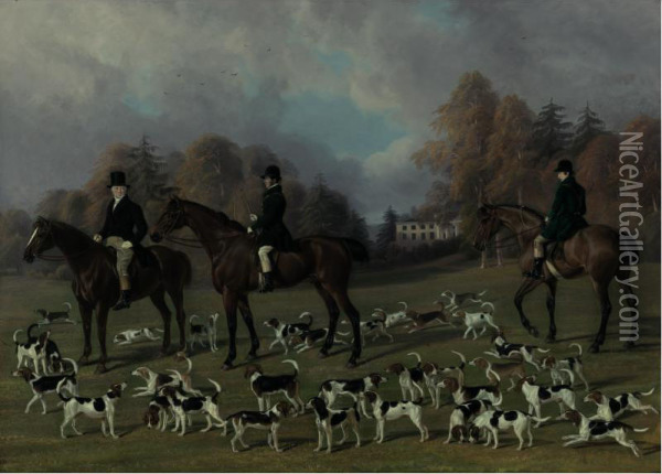 The Meet Of Mr. Peers Williams' Hounds At Temple House Oil Painting - Edmund Havell Jnr.
