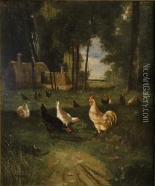 La Basse Cour Oil Painting - Jules Andre