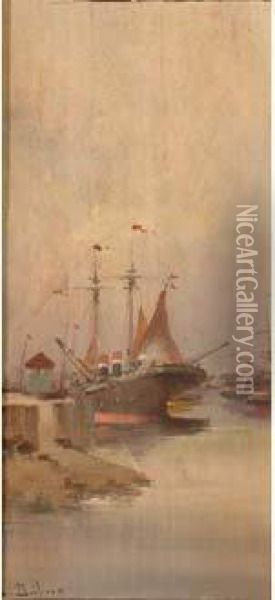 Le Port Oil Painting - Eugene Galien-Laloue