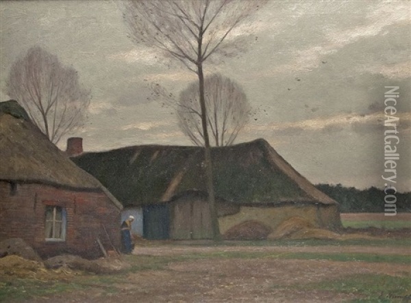 Niederrheinlandschaft Oil Painting - Eugen Kampf
