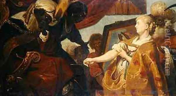 Chariclea shows Persina and Hydaspes Oil Painting - Karel van III Mander