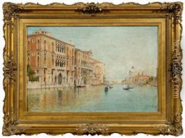 Grand Canal, Venice, With View Of Santa Maria Della Salute Oil Painting - Rafael Senet y Perez