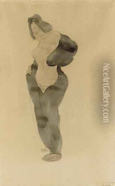 Nu feminin en robe noire Oil Painting - Auguste Rodin
