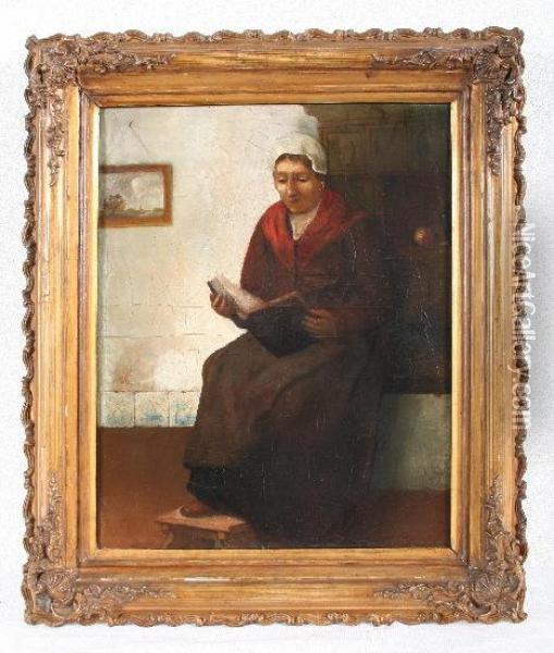 Lesende Bauersfrau Oil Painting - Richard Bisschop