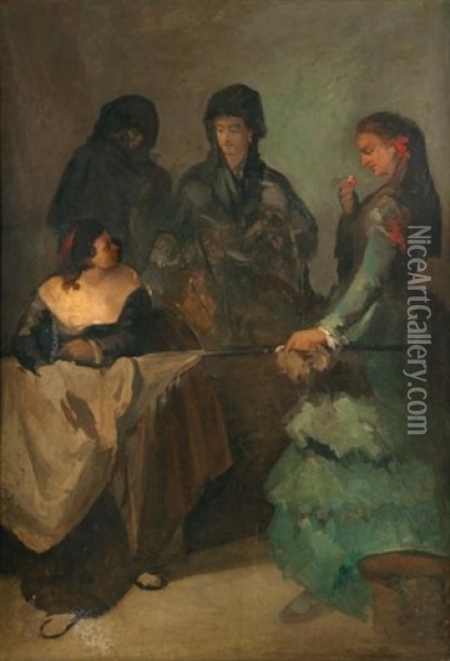 Quatre Femmes Dans Un Interieur Oil Painting - Francisco Goya