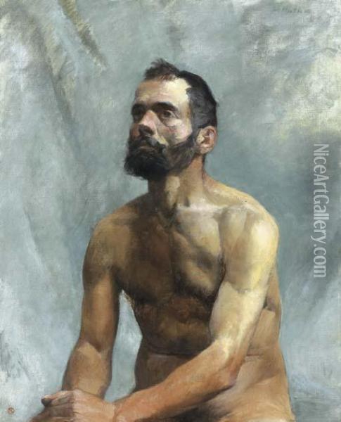 Academie D'homme Nu: Buste Oil Painting - Henri De Toulouse-Lautrec