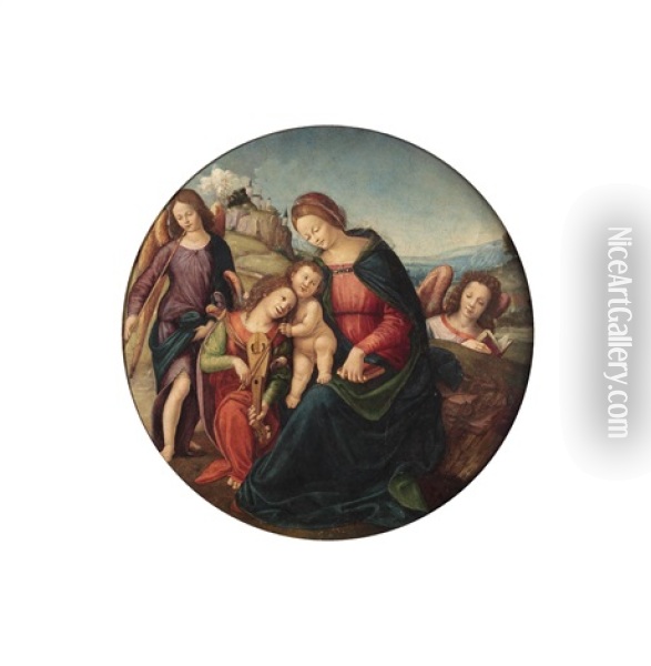 Madonna Mit Kind Und Drei Engeln Oil Painting -  Piero di Cosimo