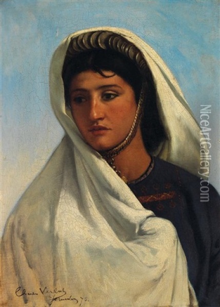 Femme De Jerusalem Woman From Jerusalem Oil Painting - Charles Verlat