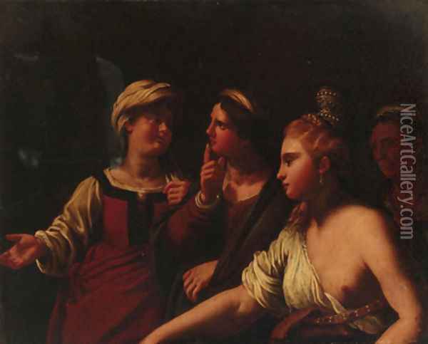 A lady with her attendants Oil Painting - Guido Cagnacci