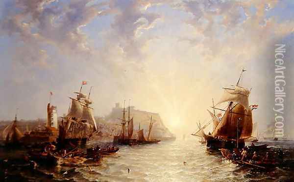 Shipping off Scarborough, 1845 Oil Painting - James Wilson Carmichael