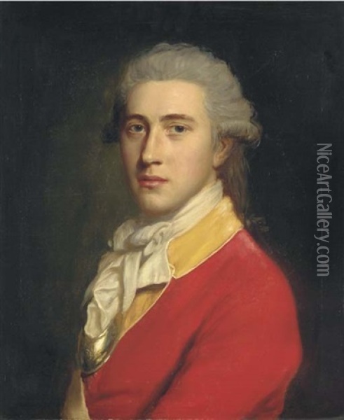 Portrait Of Thomas Coward, Captain Of The Buffs, In Red Military Dress Oil Painting - John Opie