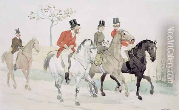 The Rivals, (numbers one, two and three cartoon sketches) Oil Painting - Randolph Caldecott