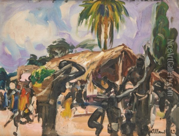 Village (africaniste) Oil Painting - Fernand Allard L'Olivier