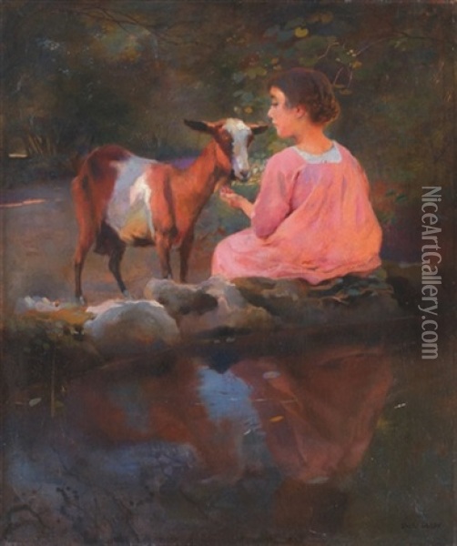 A La Fontaine, Alger Oil Painting - Paul Alexandre Alfred Leroy