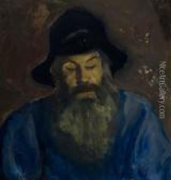 Bearded Man In A Cap Oil Painting - George Luks