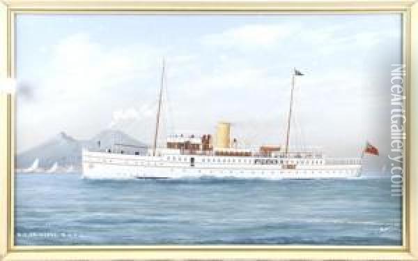 M.y Princess Rcyc In The Bay Of Naples Oil Painting - L. Papaluca