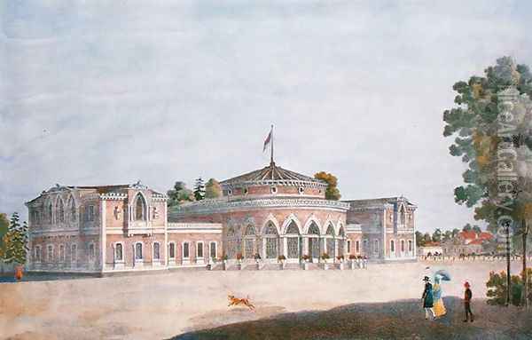 Railway Station and French Restaurant in the Catherine Park, 1824 Oil Painting - Anonymous Artist
