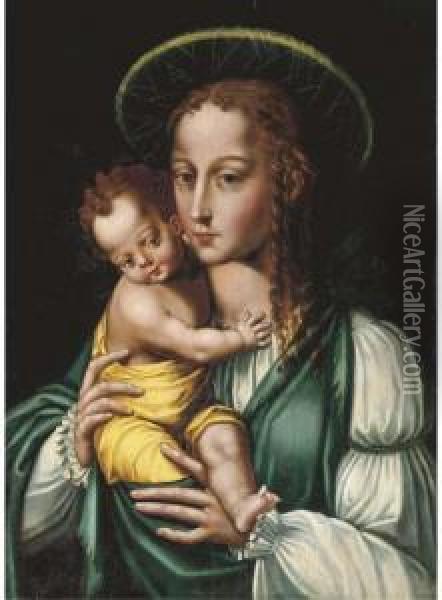 The Virgin And Child Oil Painting - Luis de Morales