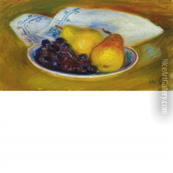 Pears And Concord Grapes Oil Painting - William Glackens