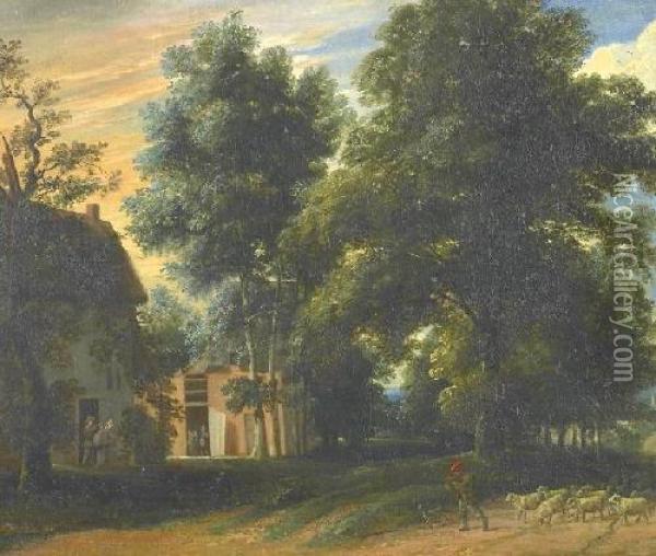 Homecoming In The Evening Oil Painting - Jacques D Arthois