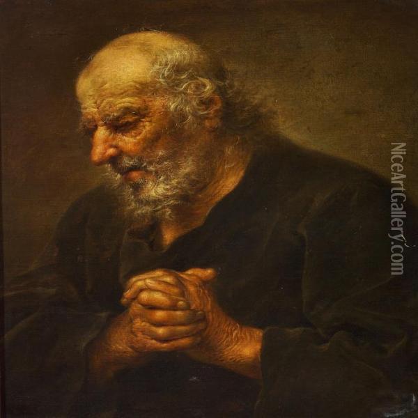 An Old Man Praying Oil Painting - Rembrandt Van Rijn