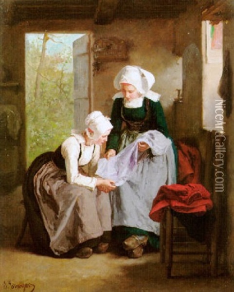 The New Material Oil Painting - Jean-Baptiste Jules Trayer