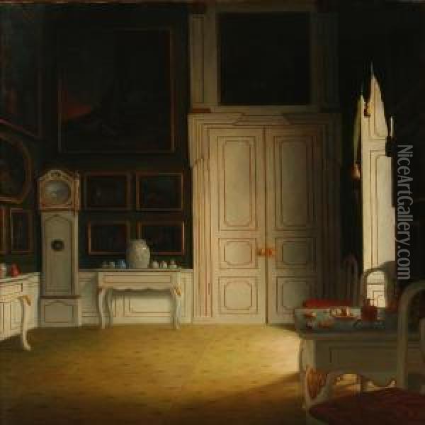 Interior From Ledreborg Oil Painting - Christian Tilemann-Petersen