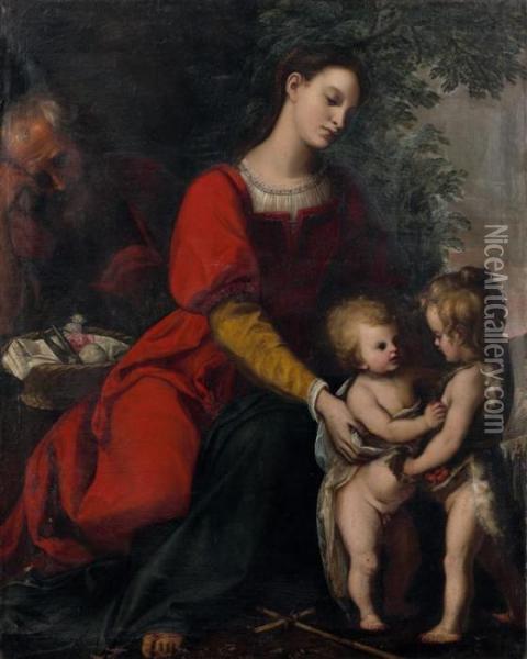La Sainte Famille Et Saint Jean-baptiste Oil Painting - Gregorio Pagani