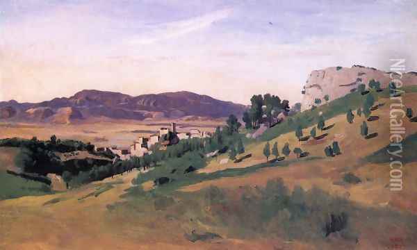 Olevano, the Town and the Rocks Oil Painting - Jean-Baptiste-Camille Corot