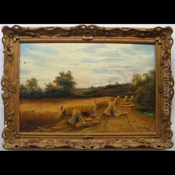 A Harvest Scene Oil Painting - Walter Wallor Caffyn