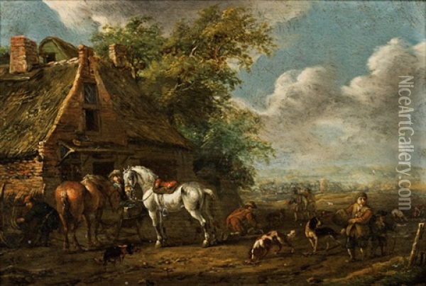 Rast Vor Der Schenke Oil Painting - Cornelisz van Essen