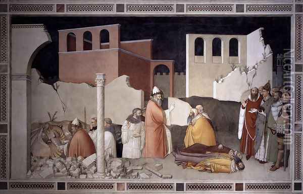 Pope St Sylvester's Miracle 1340 Oil Painting - Maso Di Bianco