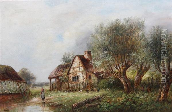 Rural Cottage By A Pool Oil Painting - Joseph Thors