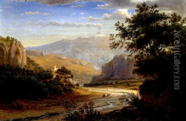 Mount Etna, Sicily From San Giovanni Oil Painting - Eugen von Guerard
