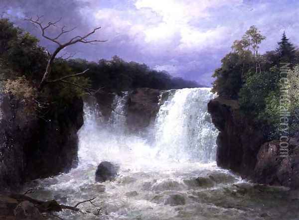 The Falls of the Hespte, South Wales, 1886 Oil Painting - John Brandon Smith