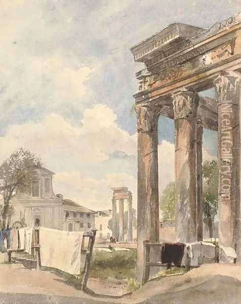 In the Forum, Rome Oil Painting - Thomas Hartley Cromek