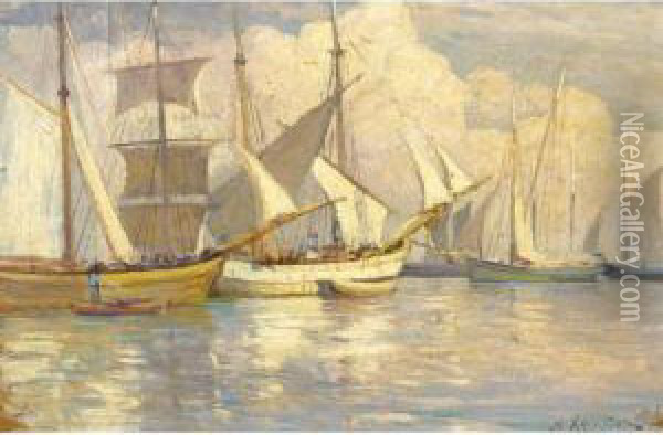 Sailing Boats Oil Painting - Nikolaos Ximonas